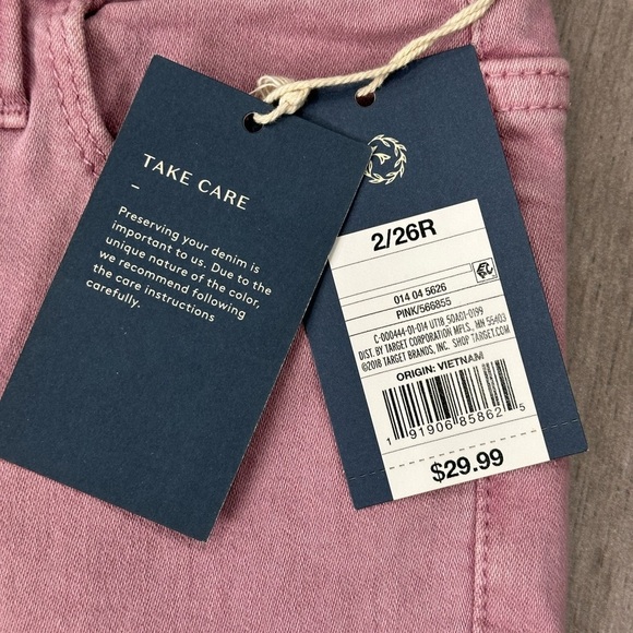 Women's Universal Thread 26 2 Regular Pants Jeans Denim Pink High Rise Skinny - Picture 8 of 12